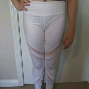 White mesh leggings